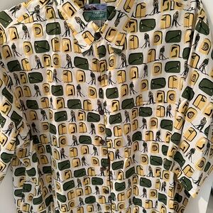Reyn Spooner Green and Yellow Graphic Men's Shirt